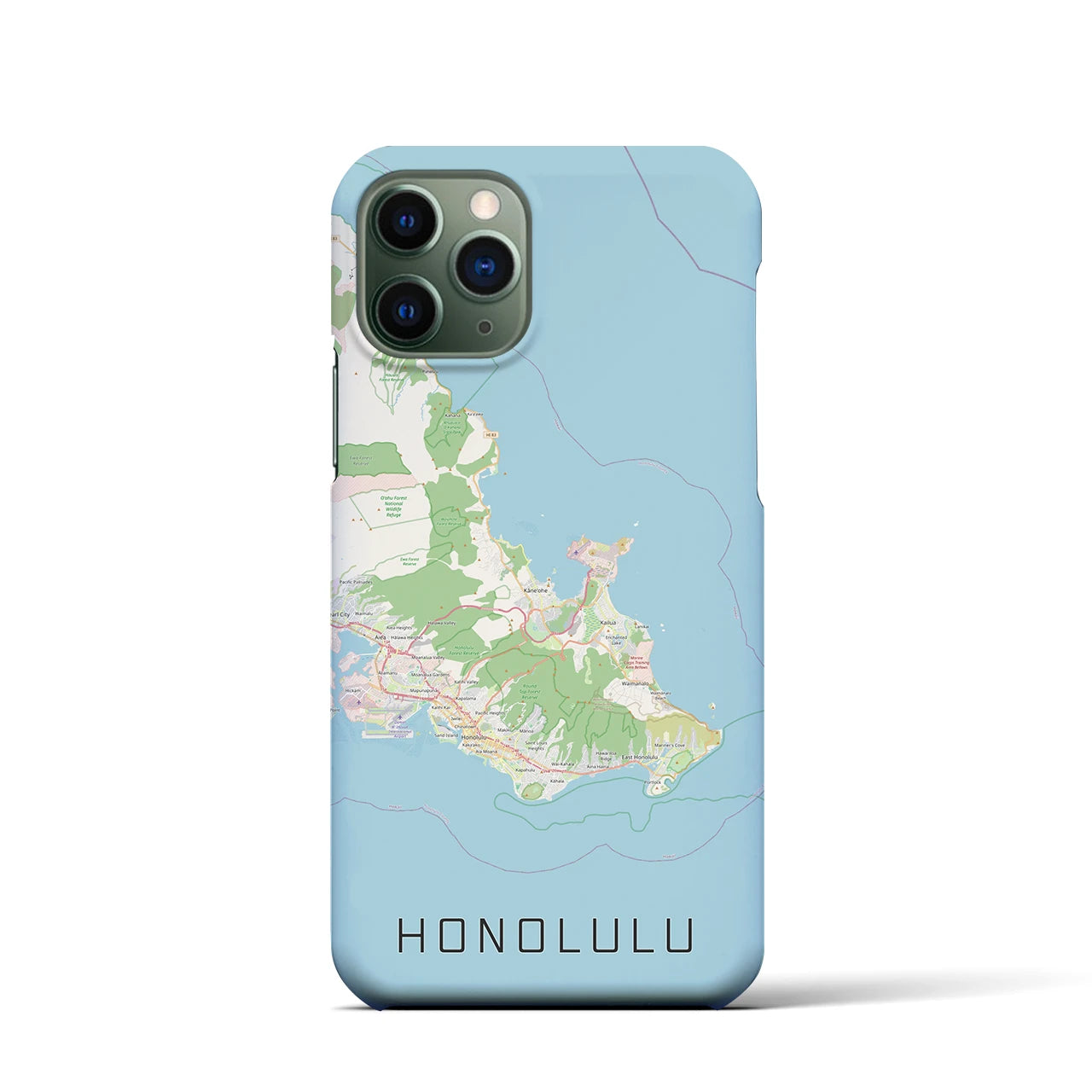 【ホノルル2】地図柄iPhoneケース（バックカバータイプ・ナチュラル）iPhone 11 Pro 用