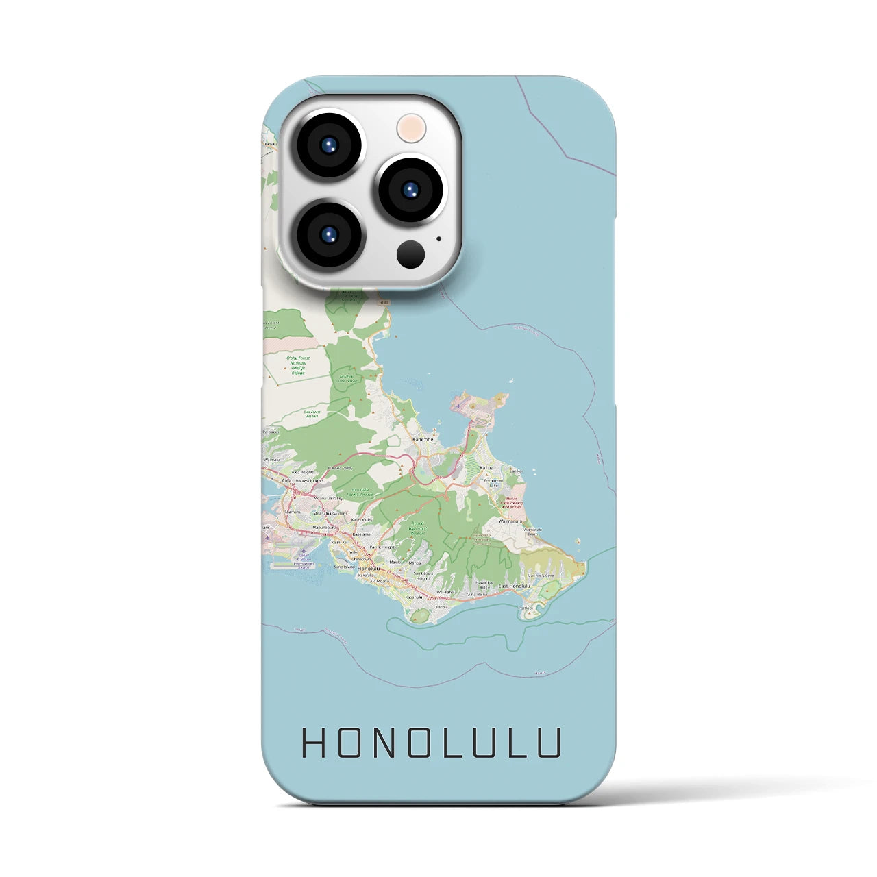 【ホノルル2】地図柄iPhoneケース（バックカバータイプ・ナチュラル）iPhone 13 Pro 用