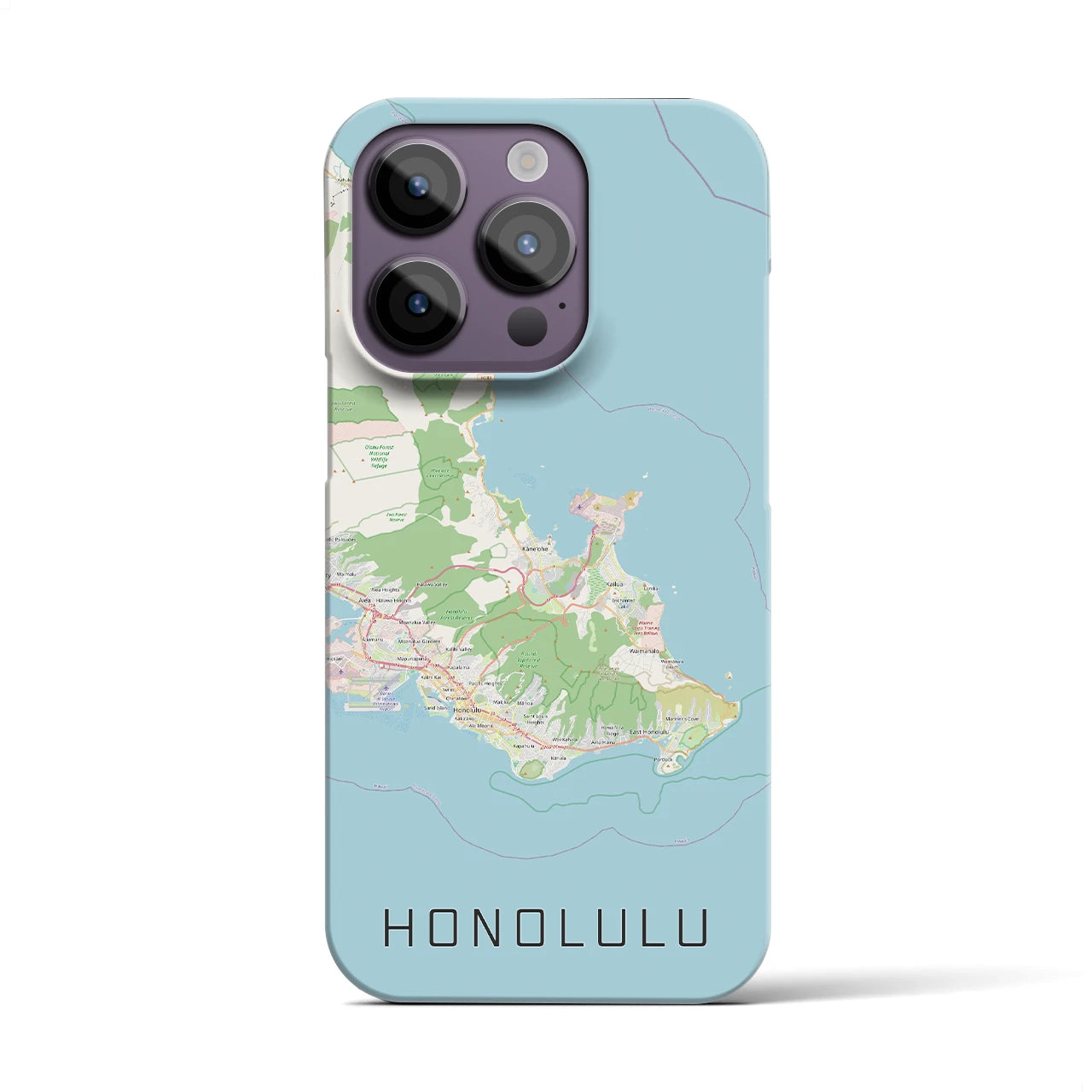 【ホノルル2】地図柄iPhoneケース（バックカバータイプ・ナチュラル）iPhone 14 Pro 用