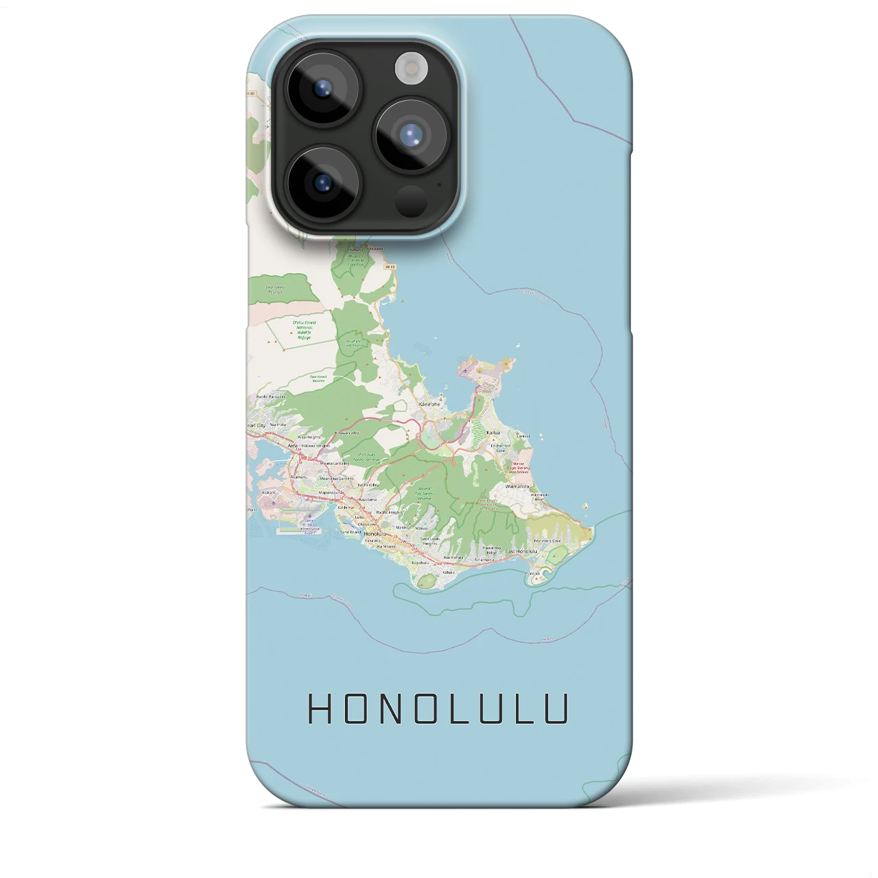 【ホノルル2】地図柄iPhoneケース（バックカバータイプ・ナチュラル）iPhone 15 Pro Max 用