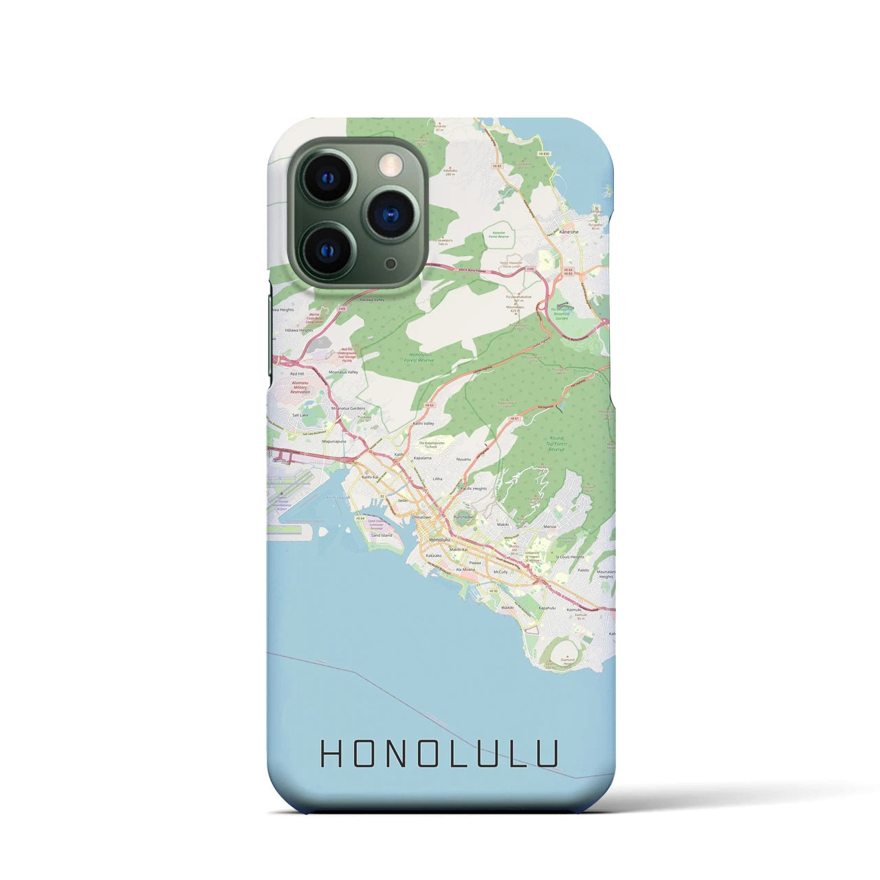 【ホノルル】地図柄iPhoneケース（バックカバータイプ・ナチュラル）iPhone 11 Pro 用