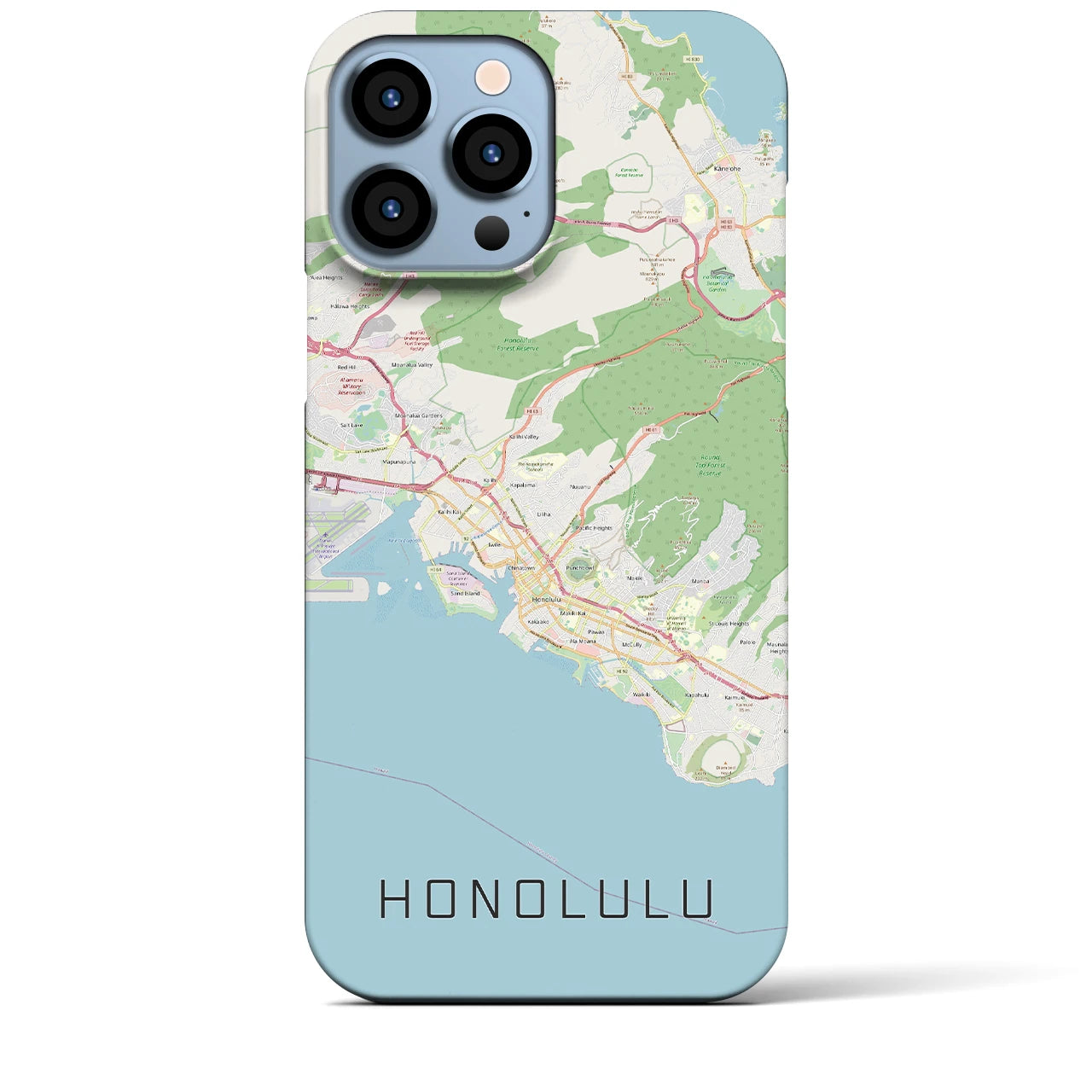 【ホノルル】地図柄iPhoneケース（バックカバータイプ・ナチュラル）iPhone 13 Pro Max 用