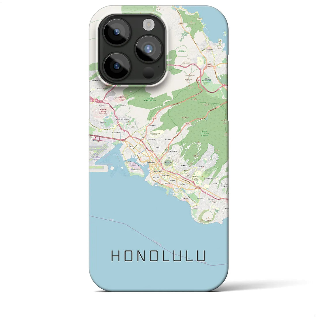 【ホノルル】地図柄iPhoneケース（バックカバータイプ・ナチュラル）iPhone 15 Pro Max 用