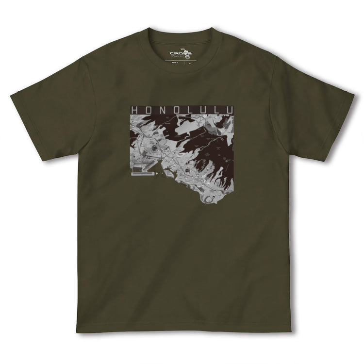 【ホノルル（アメリカ）】地図柄ヘビーウェイトTシャツ