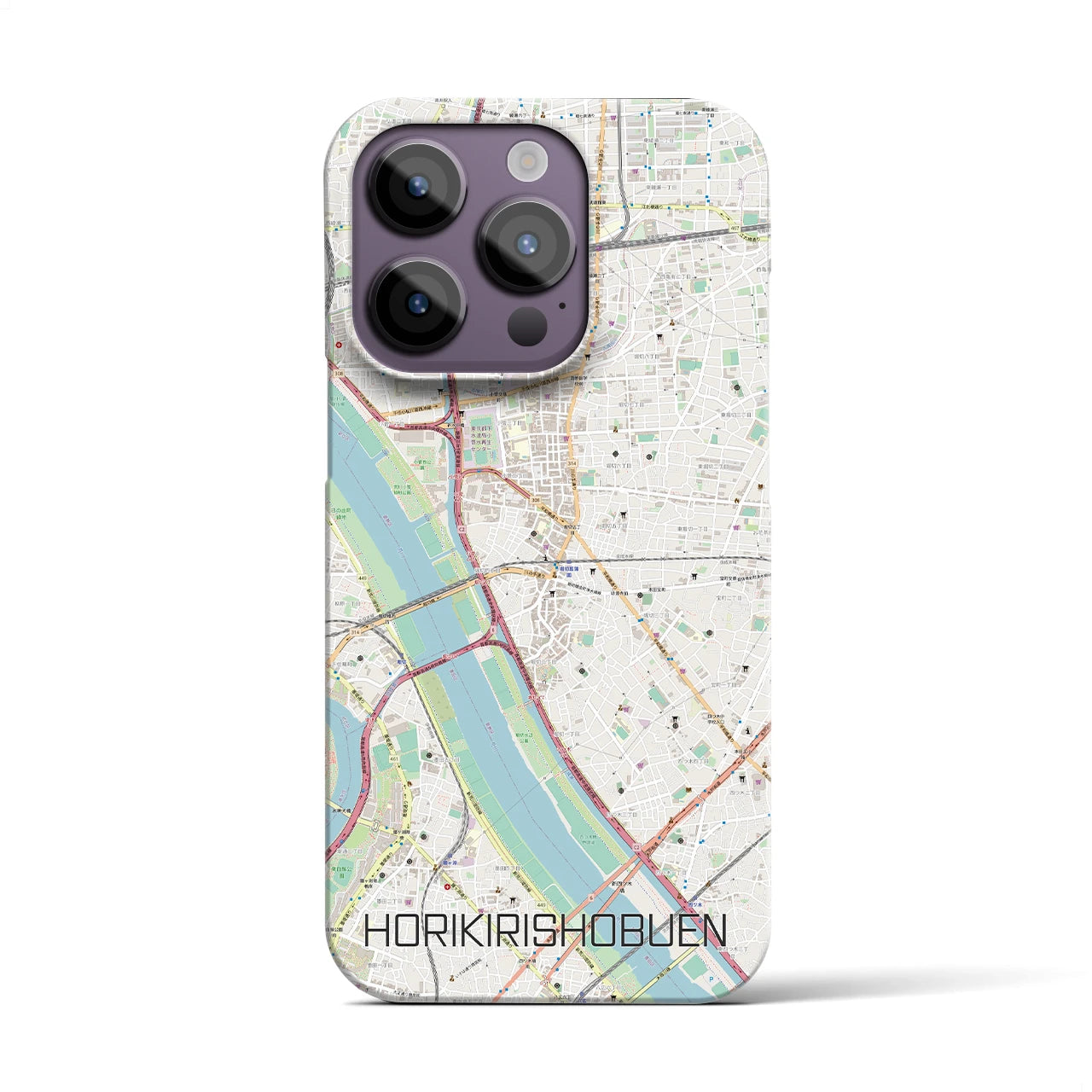 【堀切菖蒲園】地図柄iPhoneケース（バックカバータイプ・ナチュラル）iPhone 14 Pro 用