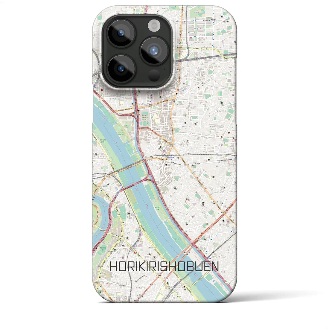 【堀切菖蒲園】地図柄iPhoneケース（バックカバータイプ・ナチュラル）iPhone 15 Pro Max 用