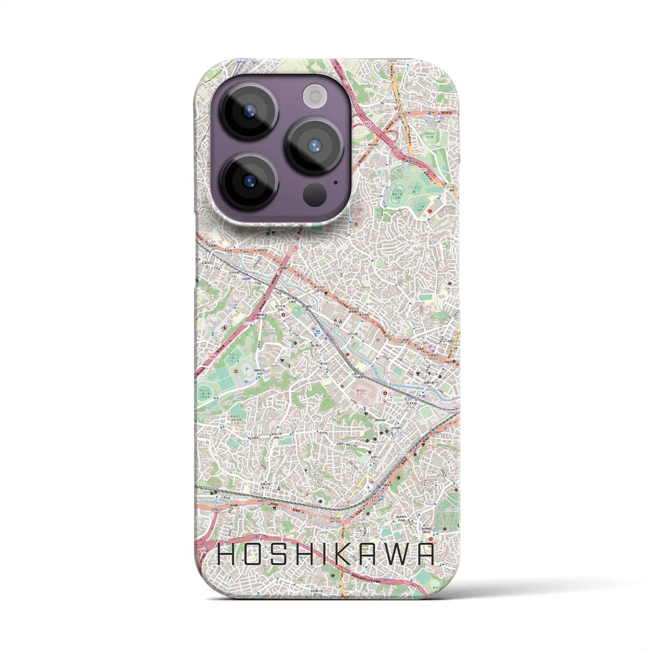 【星川】地図柄iPhoneケース（バックカバータイプ・ナチュラル）iPhone 14 Pro 用