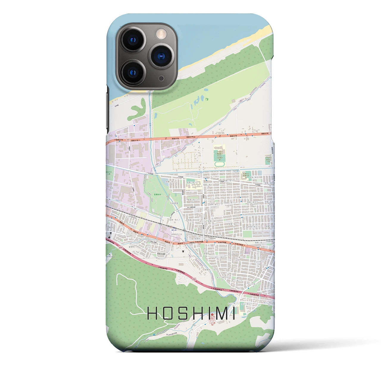 【ほしみ】地図柄iPhoneケース（バックカバータイプ・ナチュラル）iPhone 11 Pro Max 用