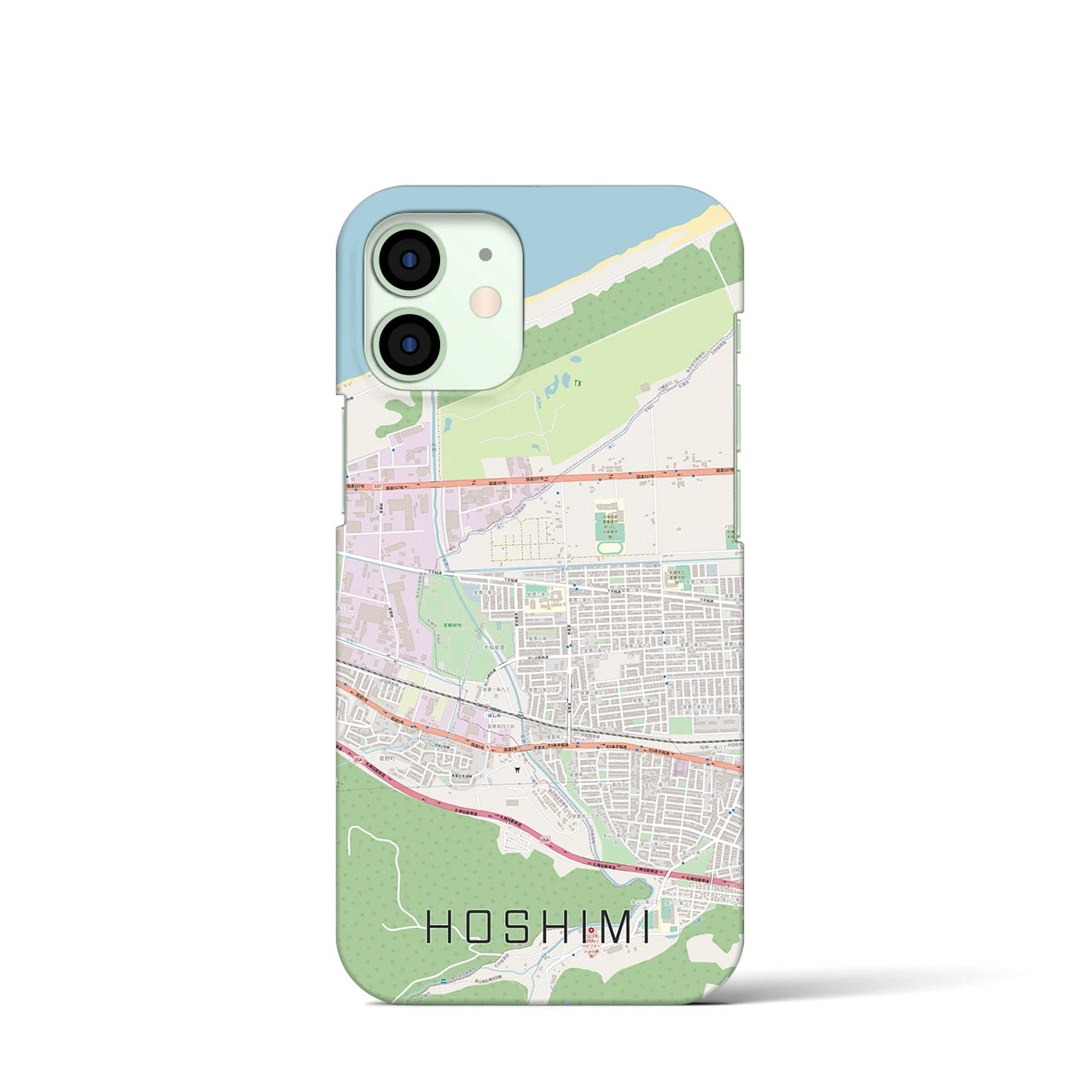 【ほしみ】地図柄iPhoneケース（バックカバータイプ・ナチュラル）iPhone 12 mini 用