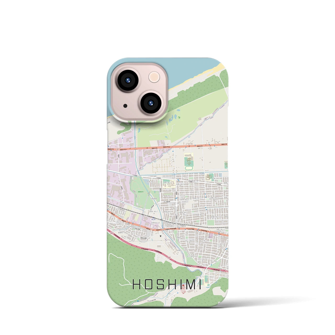 【ほしみ】地図柄iPhoneケース（バックカバータイプ・ナチュラル）iPhone 13 mini 用