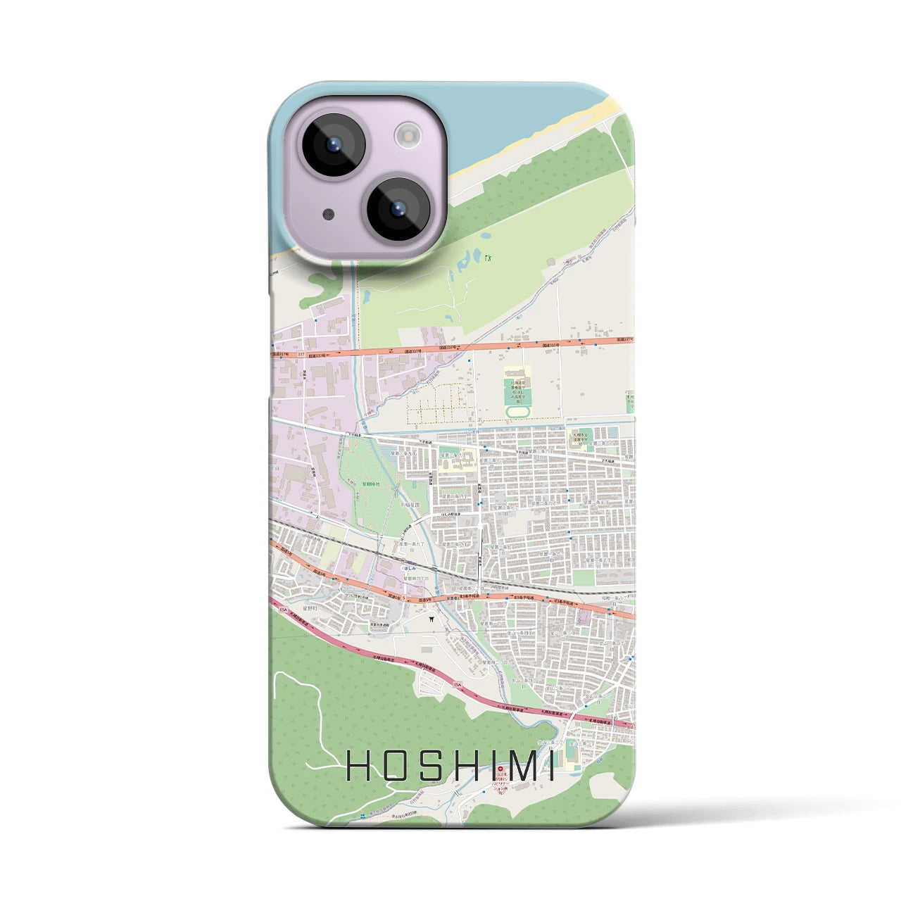 【ほしみ】地図柄iPhoneケース（バックカバータイプ・ナチュラル）iPhone 14 用
