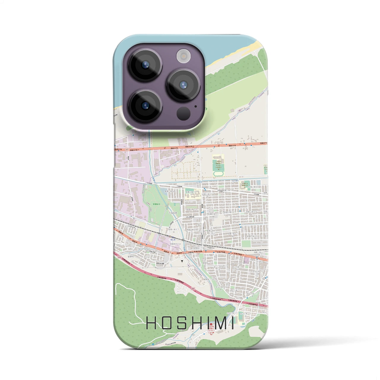【ほしみ】地図柄iPhoneケース（バックカバータイプ・ナチュラル）iPhone 14 Pro 用