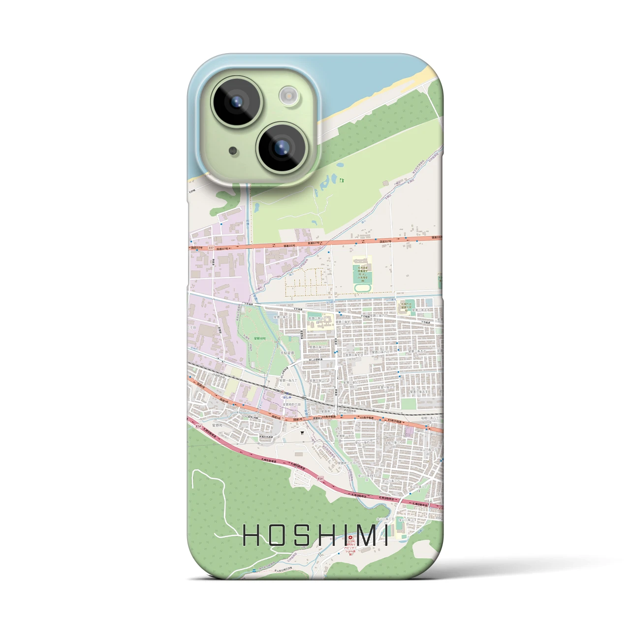 【ほしみ】地図柄iPhoneケース（バックカバータイプ・ナチュラル）iPhone 15 用