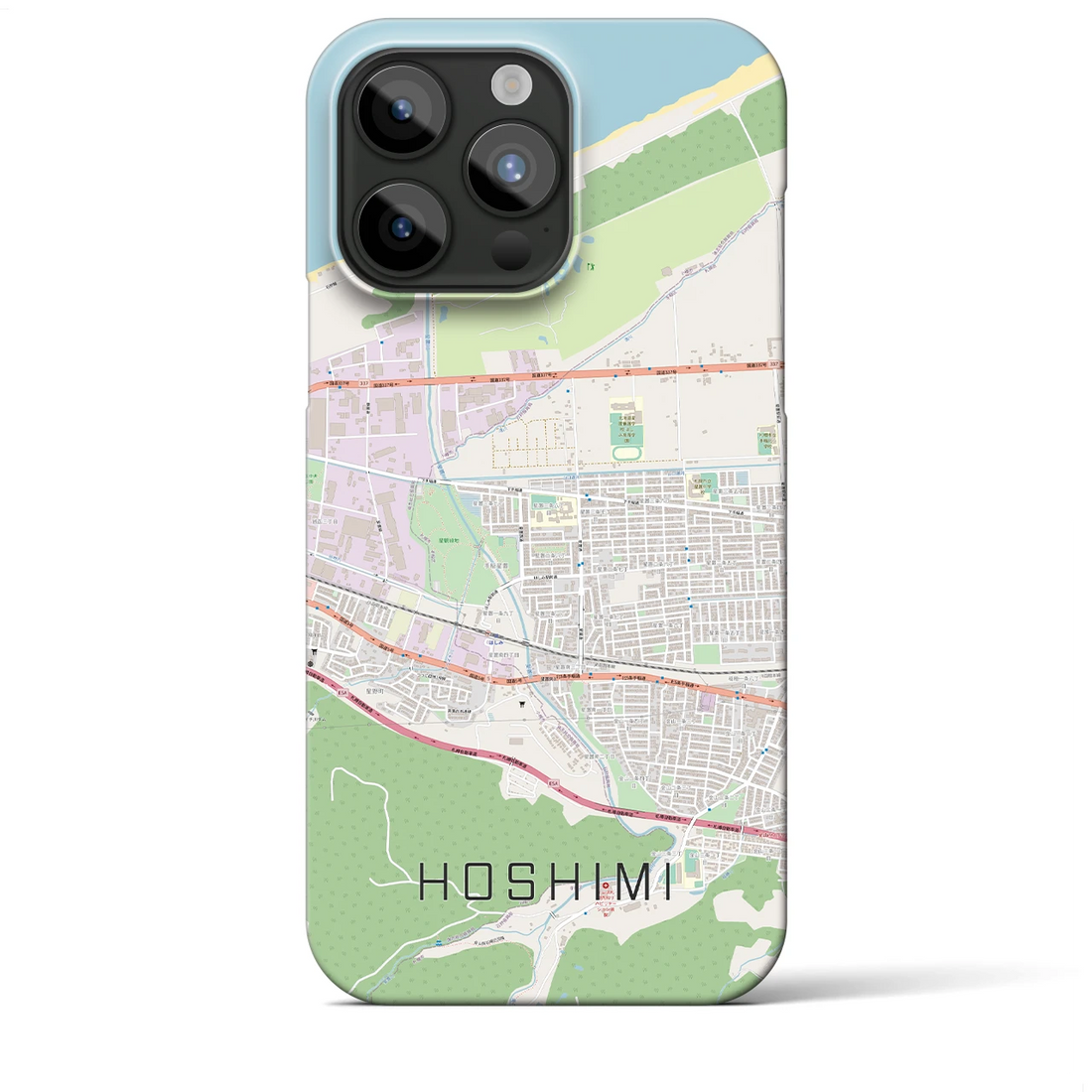 【ほしみ】地図柄iPhoneケース（バックカバータイプ・ナチュラル）iPhone 15 Pro Max 用