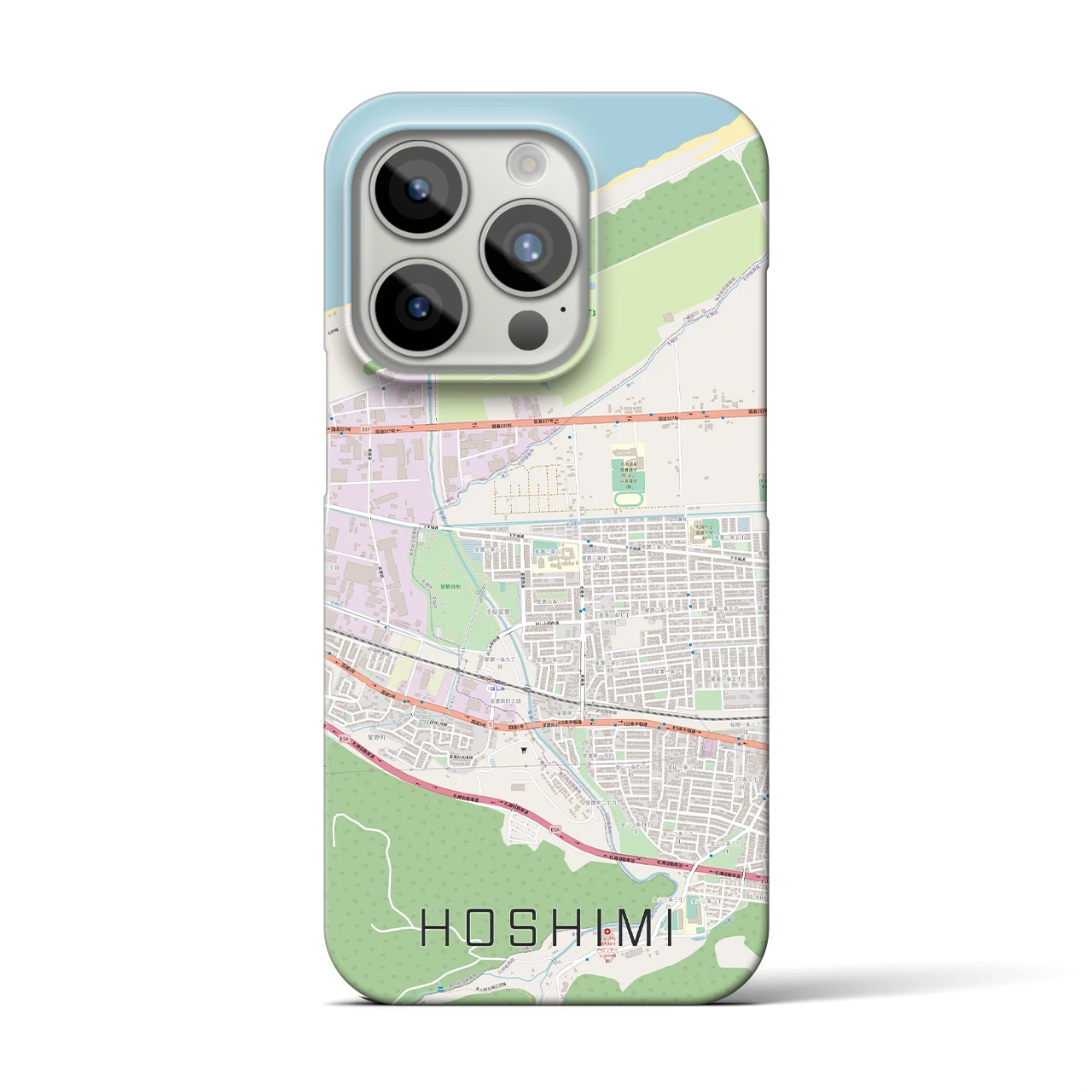 【ほしみ】地図柄iPhoneケース（バックカバータイプ・ナチュラル）iPhone 15 Pro 用