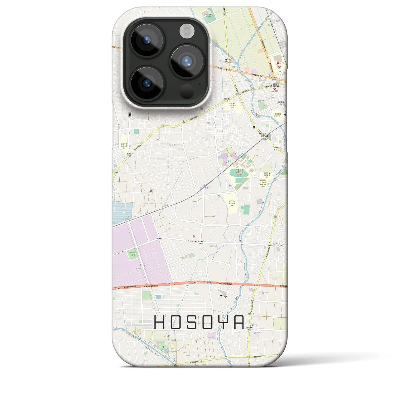 【細谷】地図柄iPhoneケース（バックカバータイプ・ナチュラル）iPhone 15 Pro Max 用