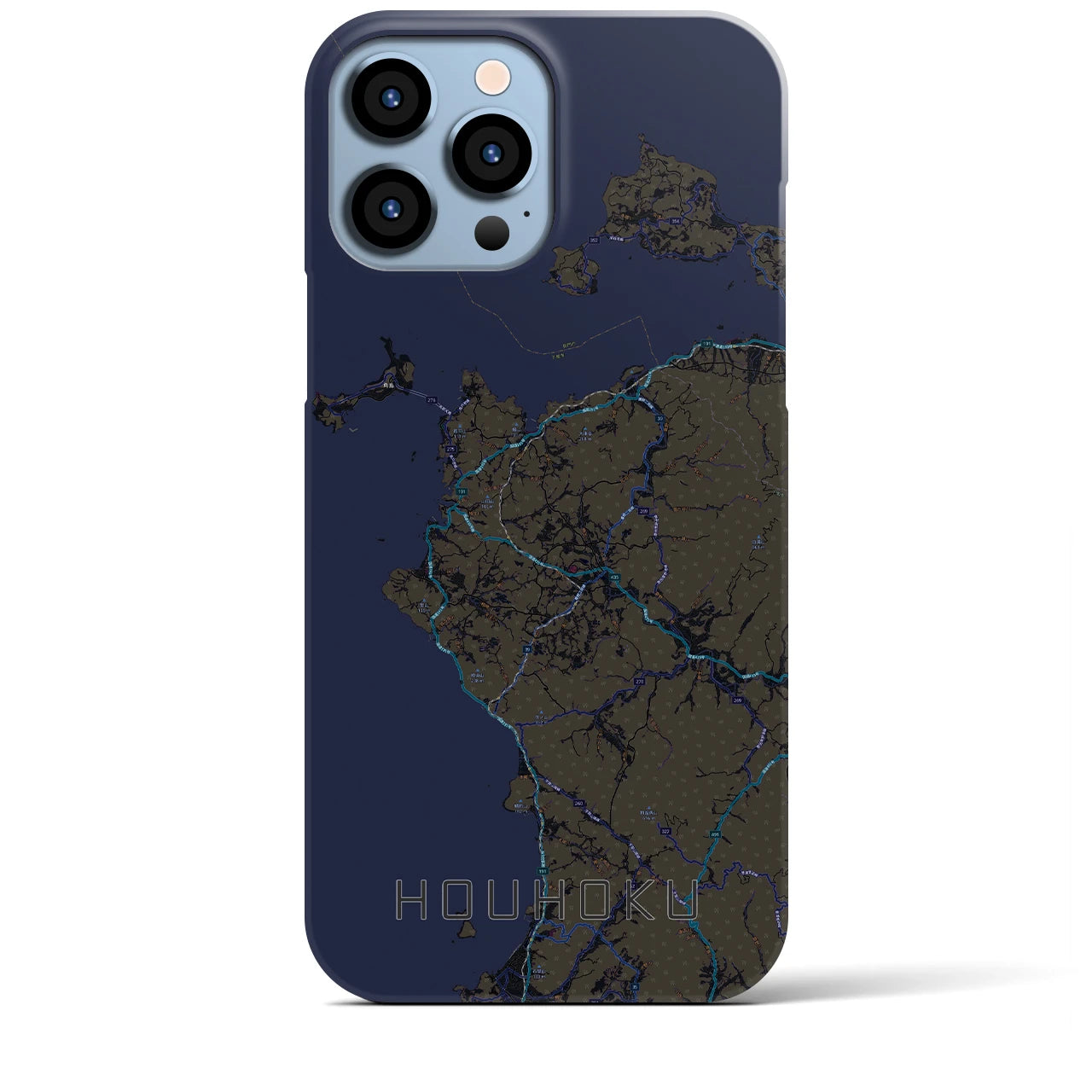 【豊北】地図柄iPhoneケース（バックカバータイプ・ブラック）iPhone 13 Pro Max 用