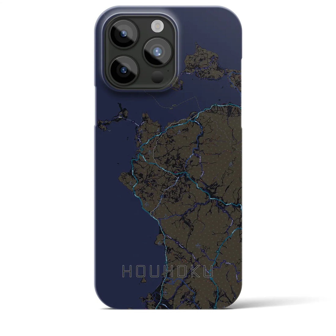 【豊北】地図柄iPhoneケース（バックカバータイプ・ブラック）iPhone 15 Pro Max 用