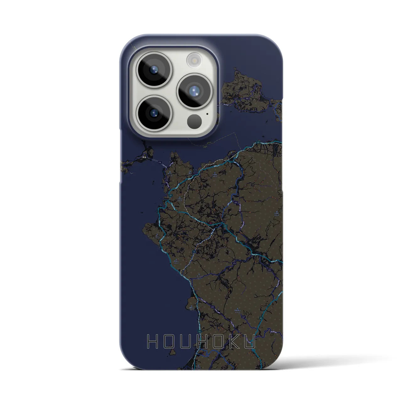 【豊北】地図柄iPhoneケース（バックカバータイプ・ブラック）iPhone 15 Pro 用