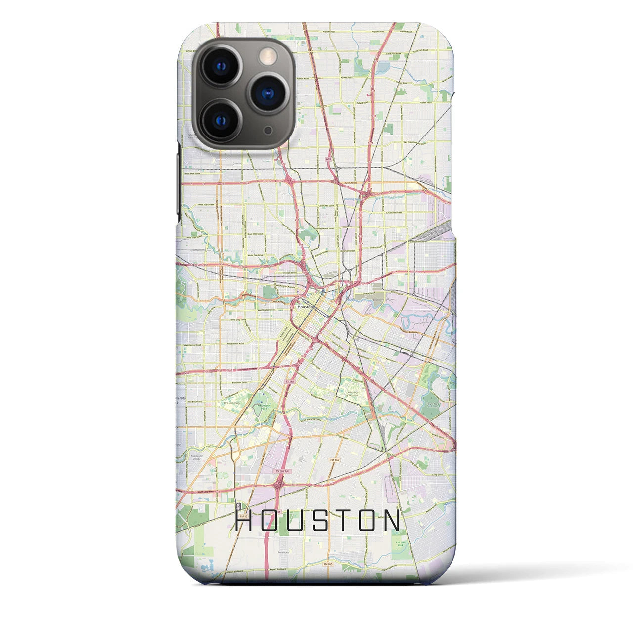 【ヒューストン】地図柄iPhoneケース（バックカバータイプ・ナチュラル）iPhone 11 Pro Max 用