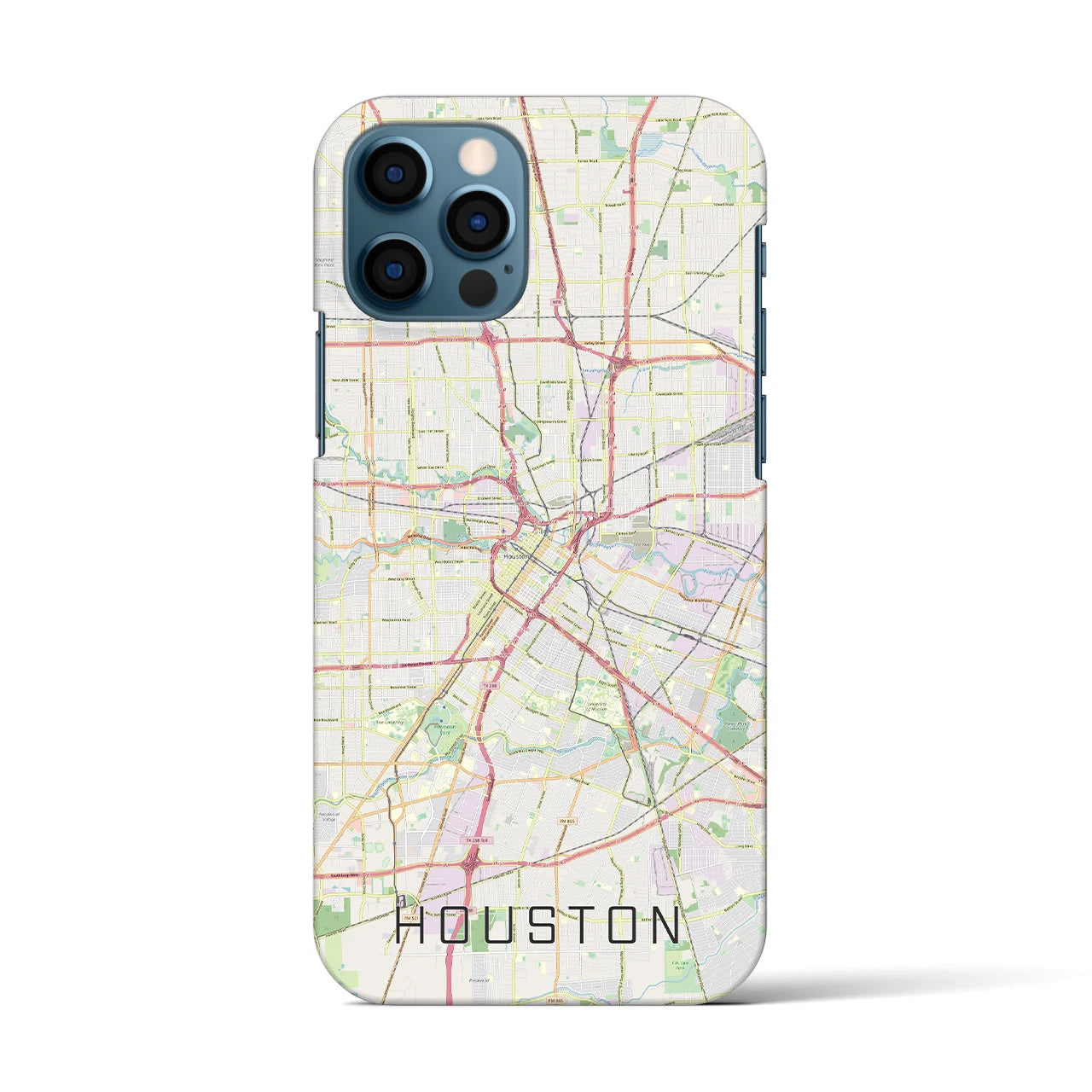 【ヒューストン】地図柄iPhoneケース（バックカバータイプ・ナチュラル）iPhone 12 / 12 Pro 用