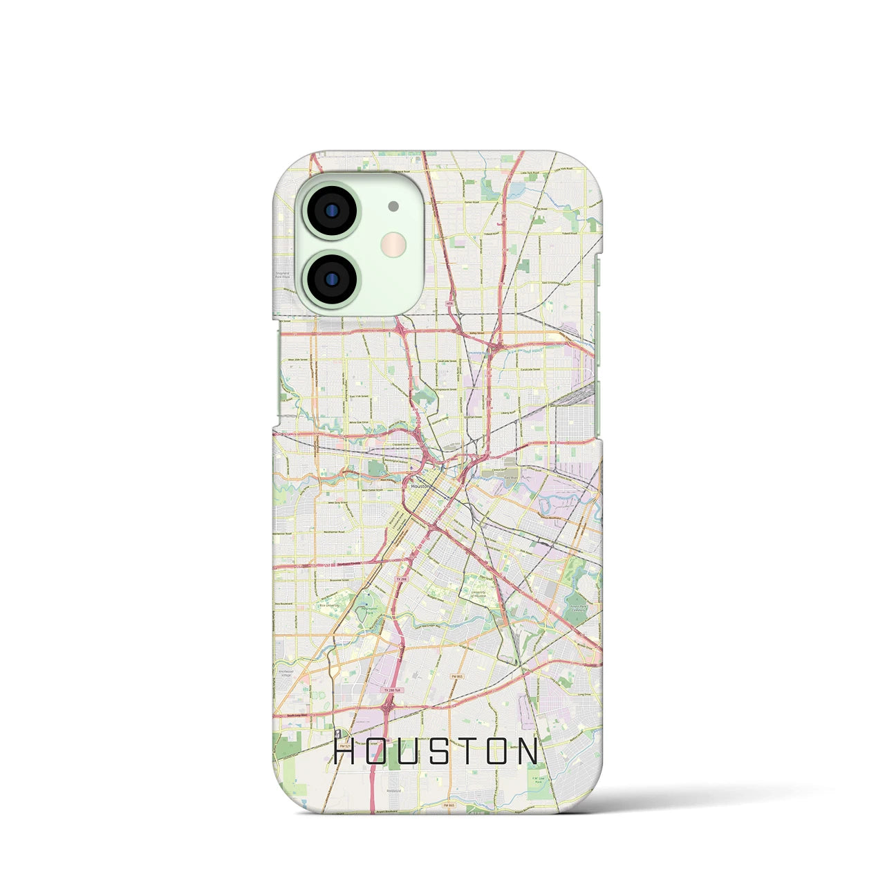 【ヒューストン】地図柄iPhoneケース（バックカバータイプ・ナチュラル）iPhone 12 mini 用