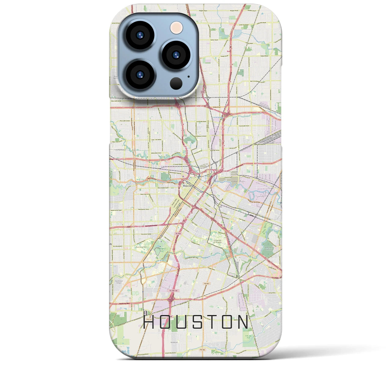 【ヒューストン】地図柄iPhoneケース（バックカバータイプ・ナチュラル）iPhone 13 Pro Max 用