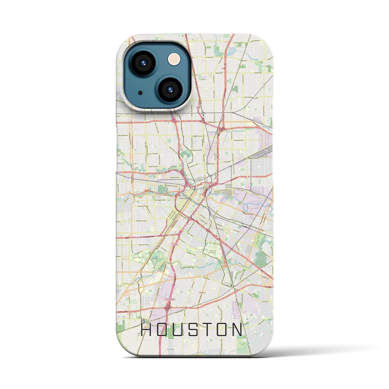 【ヒューストン】地図柄iPhoneケース（バックカバータイプ・ナチュラル）iPhone 13 用