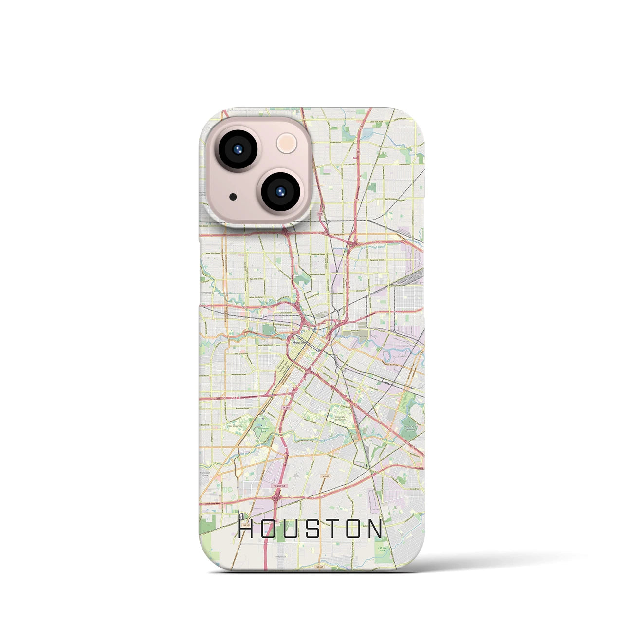 【ヒューストン】地図柄iPhoneケース（バックカバータイプ・ナチュラル）iPhone 13 mini 用