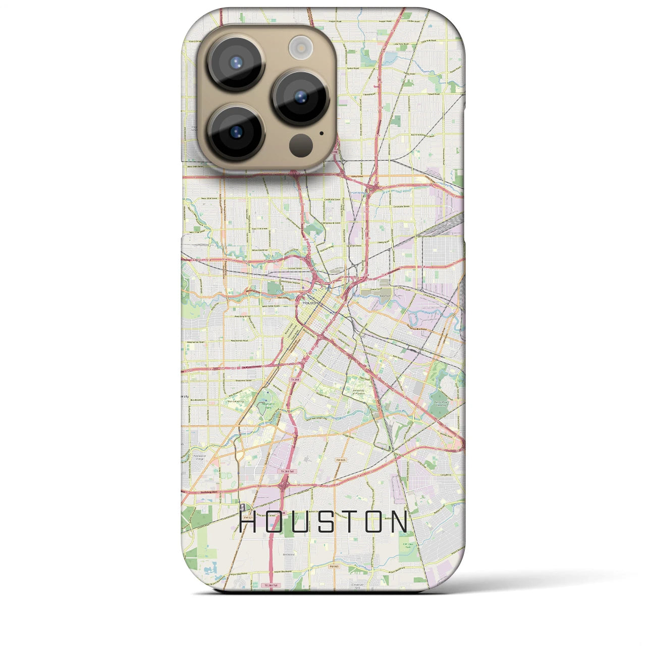【ヒューストン】地図柄iPhoneケース（バックカバータイプ・ナチュラル）iPhone 14 Pro Max 用