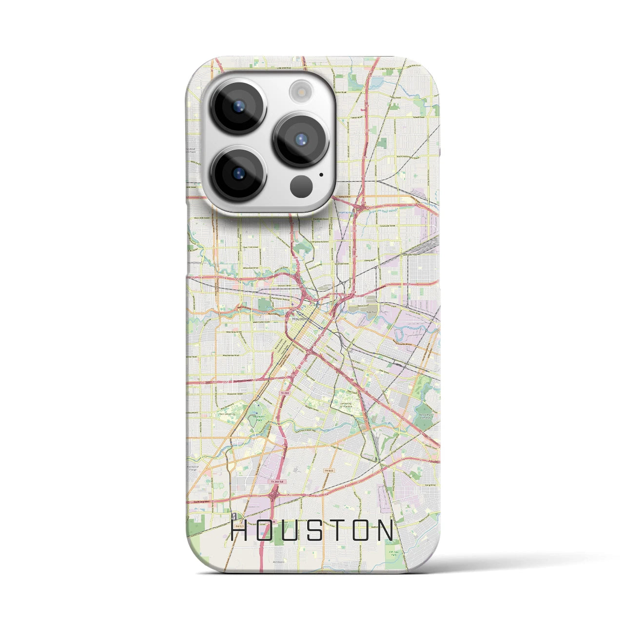 【ヒューストン】地図柄iPhoneケース（バックカバータイプ・ナチュラル）iPhone 14 Pro 用