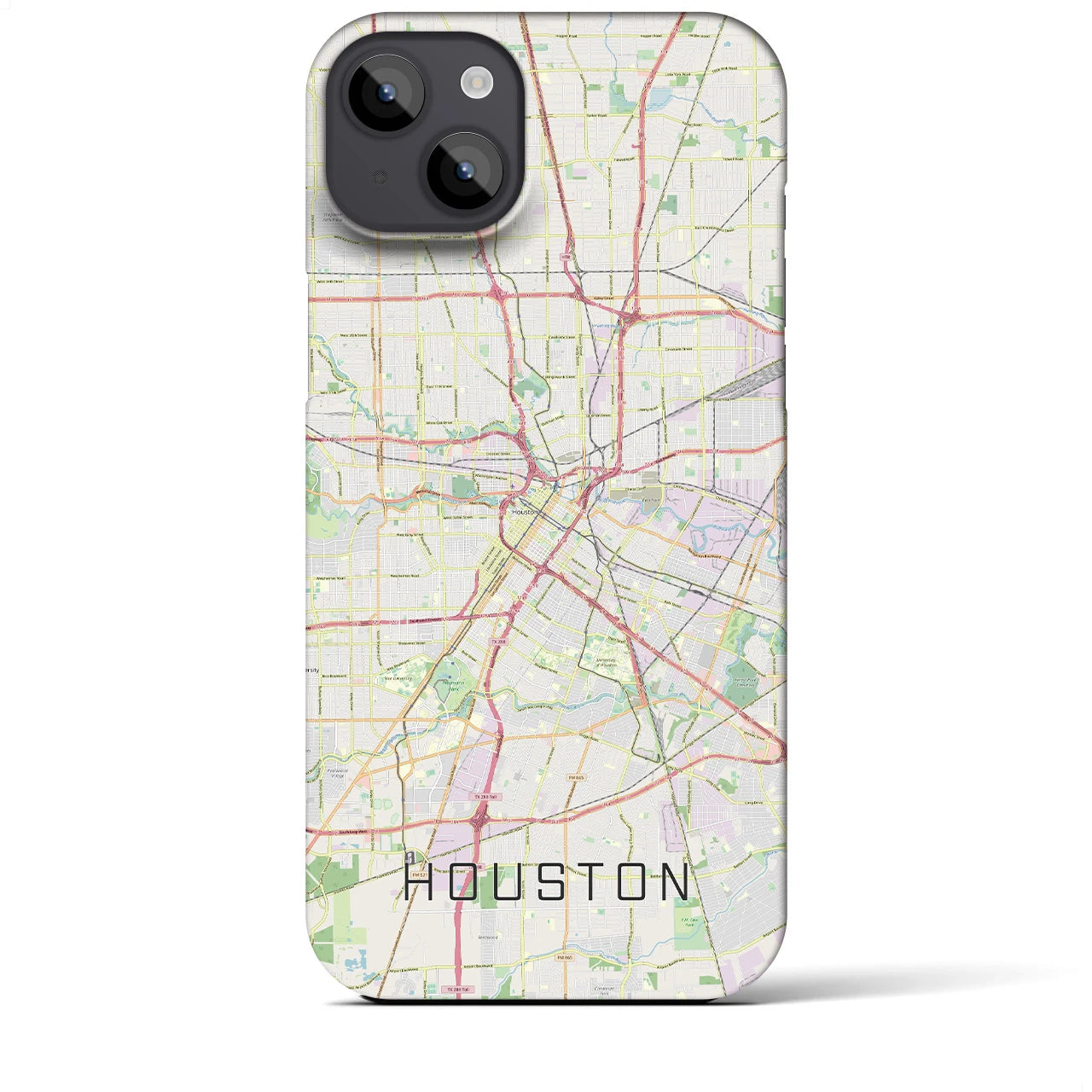 【ヒューストン】地図柄iPhoneケース（バックカバータイプ・ナチュラル）iPhone 14 Plus 用