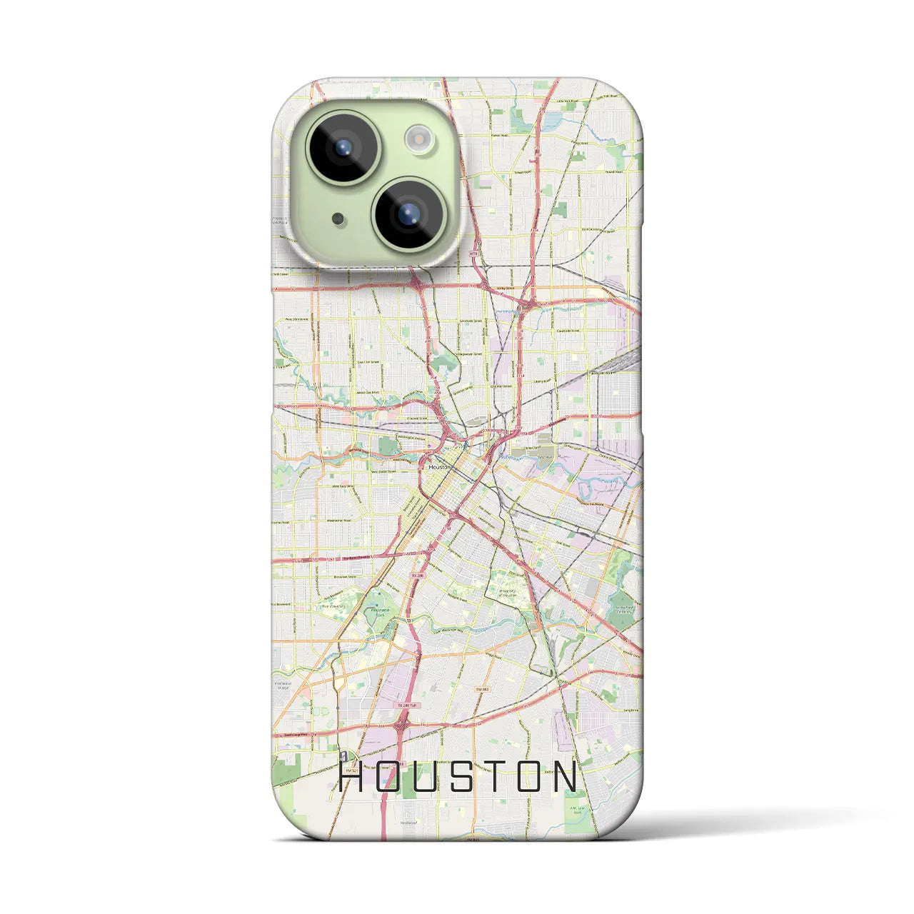 【ヒューストン】地図柄iPhoneケース（バックカバータイプ・ナチュラル）iPhone 15 用