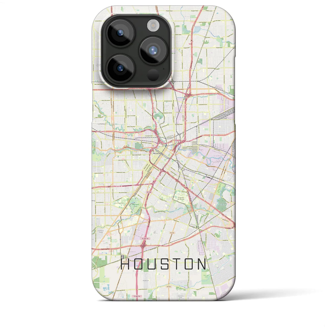 【ヒューストン】地図柄iPhoneケース（バックカバータイプ・ナチュラル）iPhone 15 Pro Max 用