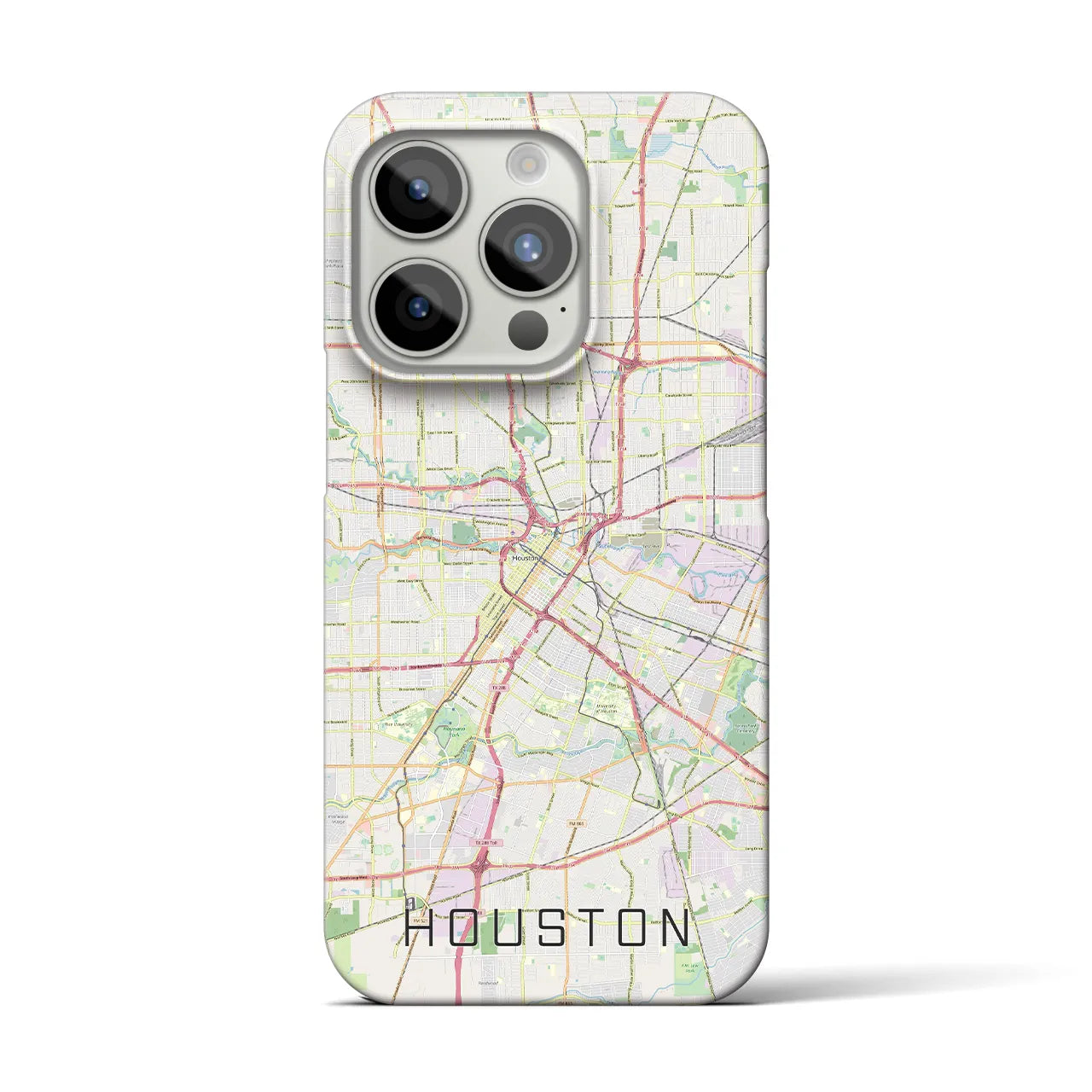 【ヒューストン】地図柄iPhoneケース（バックカバータイプ・ナチュラル）iPhone 15 Pro 用