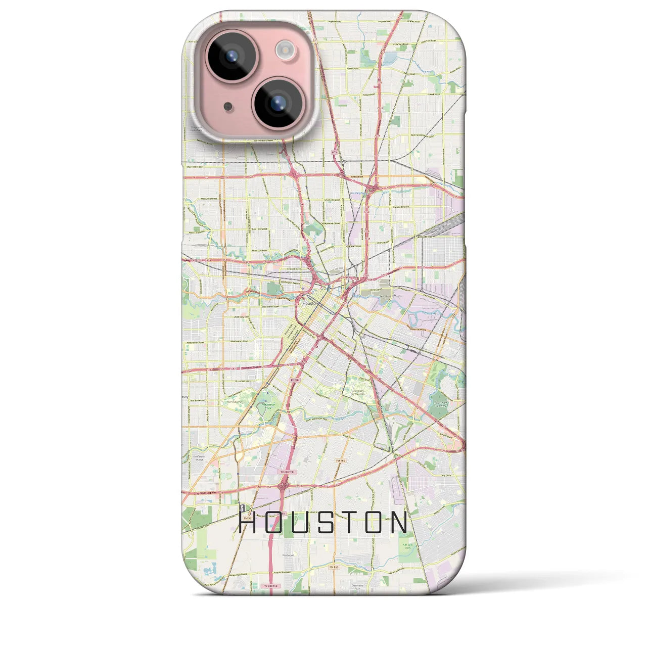 【ヒューストン】地図柄iPhoneケース（バックカバータイプ・ナチュラル）iPhone 15 Plus 用