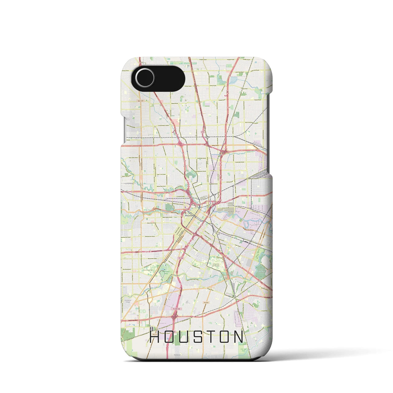 【ヒューストン】地図柄iPhoneケース（バックカバータイプ・ナチュラル）iPhone SE（第3 / 第2世代） / 8 / 7 / 6s / 6 用