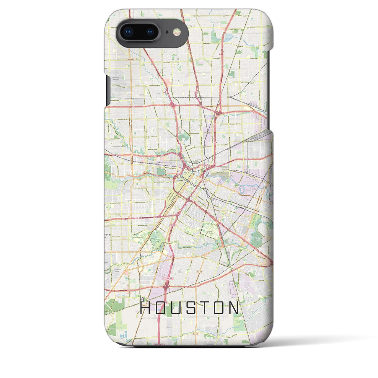 【ヒューストン】地図柄iPhoneケース（バックカバータイプ・ナチュラル）iPhone 8Plus /7Plus / 6sPlus / 6Plus 用