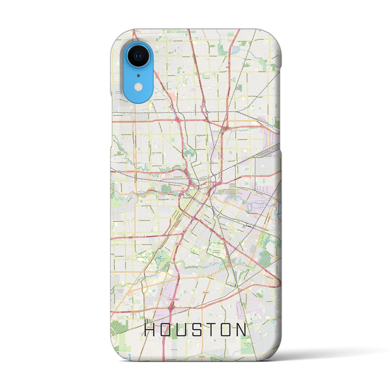 【ヒューストン】地図柄iPhoneケース（バックカバータイプ・ナチュラル）iPhone XR 用