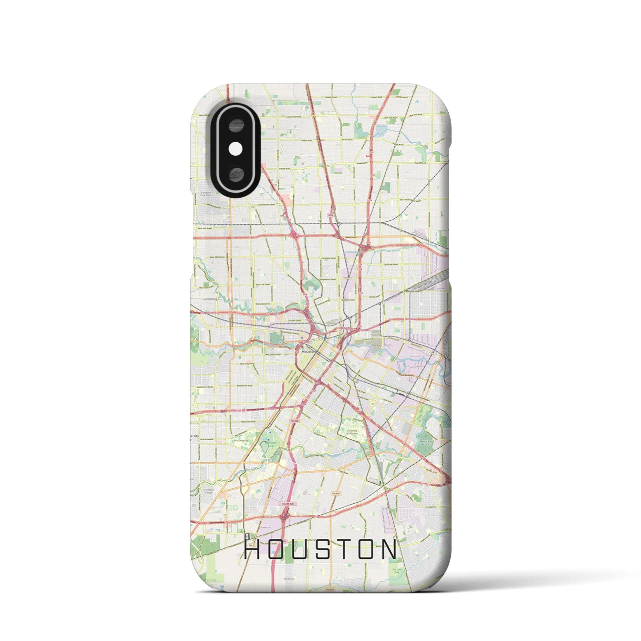 【ヒューストン】地図柄iPhoneケース（バックカバータイプ・ナチュラル）iPhone XS / X 用