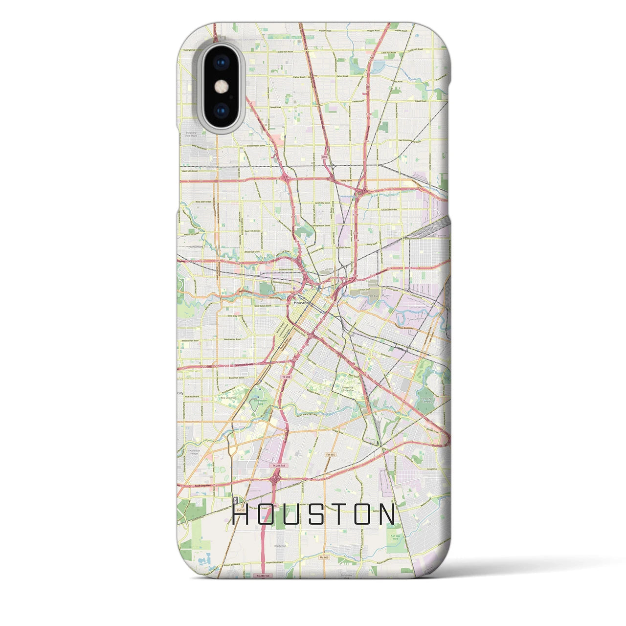 【ヒューストン】地図柄iPhoneケース（バックカバータイプ・ナチュラル）iPhone XS Max 用