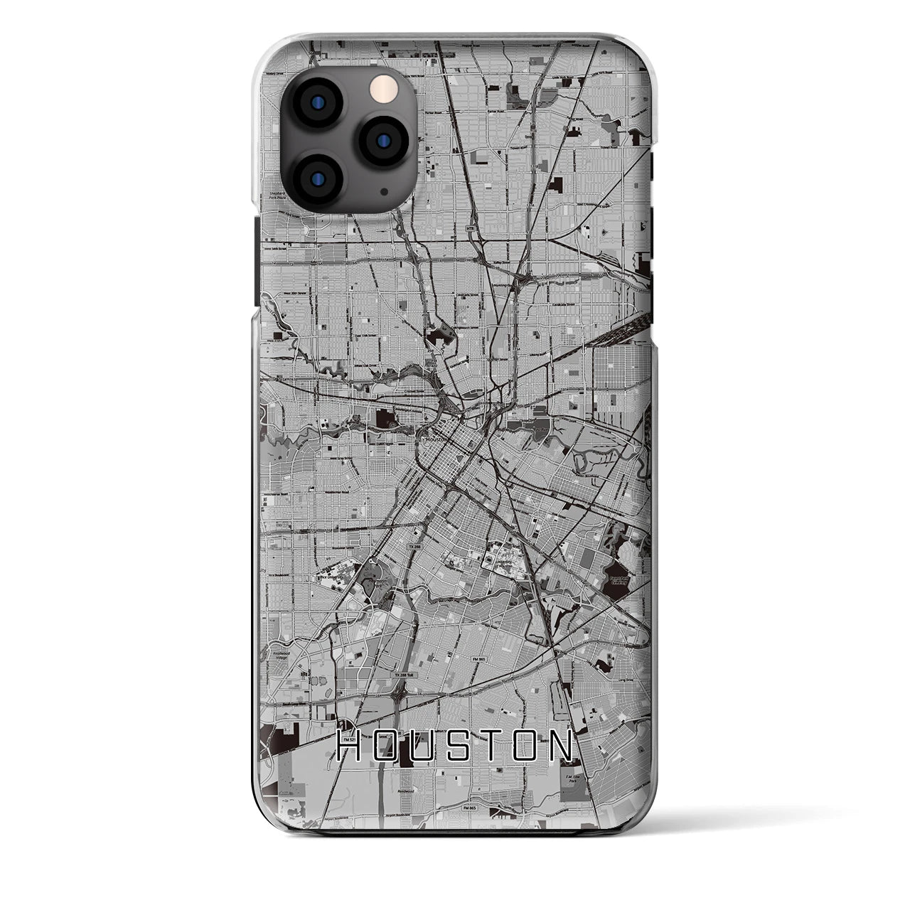 【ヒューストン】地図柄iPhoneケース（クリアタイプ・モノトーン）iPhone 11 Pro Max 用