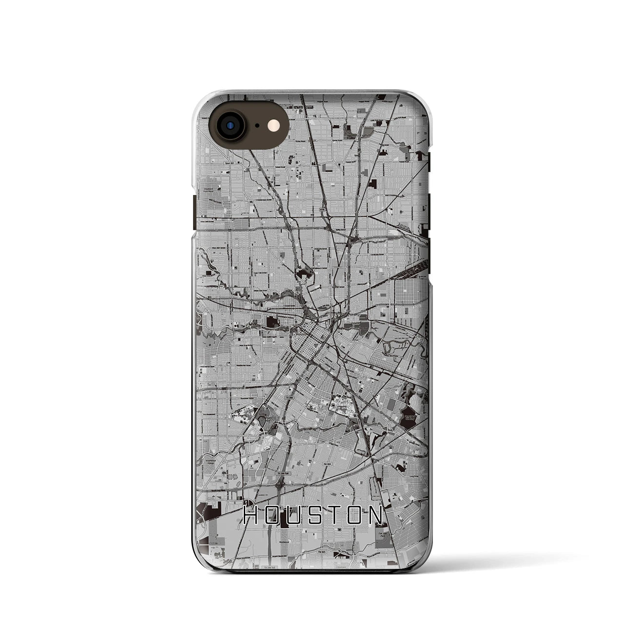 【ヒューストン】地図柄iPhoneケース（クリアタイプ・モノトーン）iPhone SE（第3 / 第2世代） / 8 / 7 / 6s / 6 用