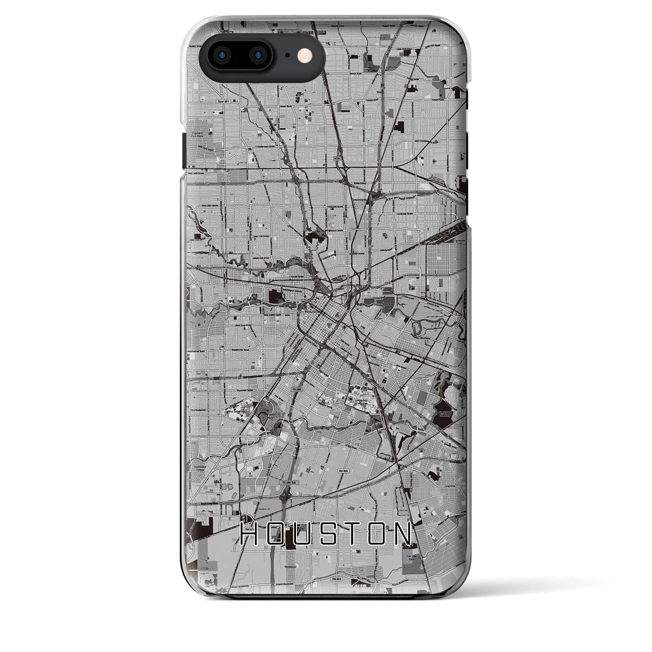 【ヒューストン】地図柄iPhoneケース（クリアタイプ・モノトーン）iPhone 8Plus /7Plus / 6sPlus / 6Plus 用