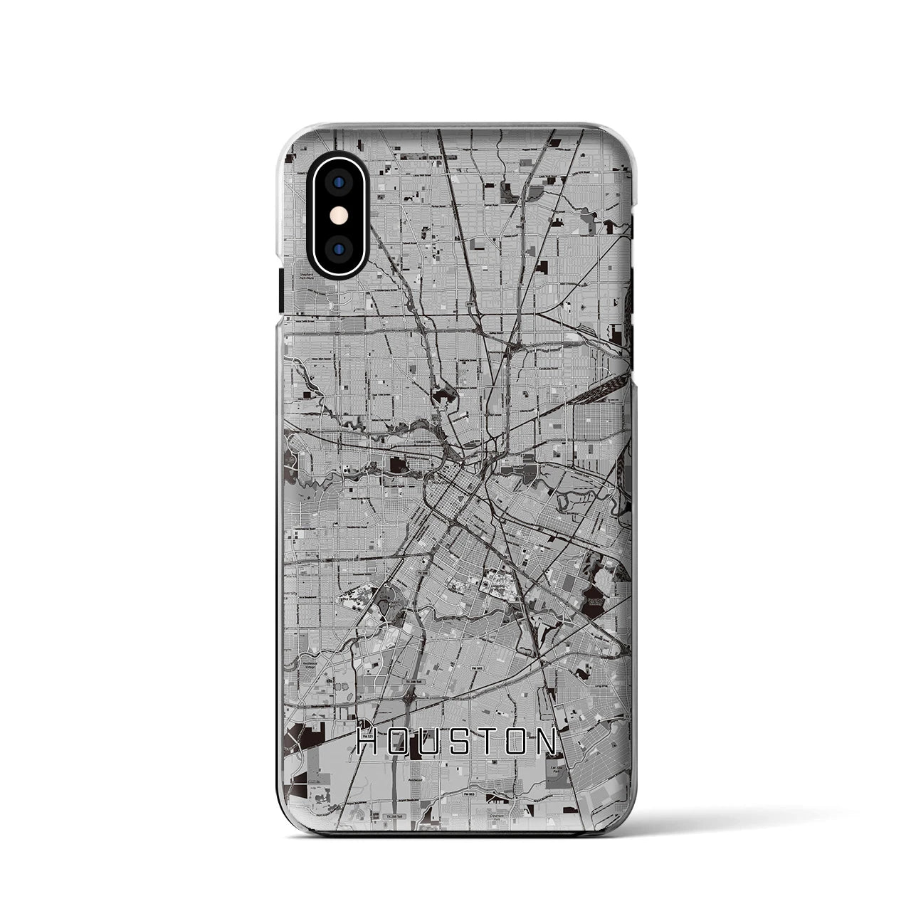 【ヒューストン】地図柄iPhoneケース（クリアタイプ・モノトーン）iPhone XS / X 用