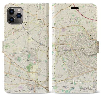 【保谷】地図柄iPhoneケース（手帳両面タイプ・ナチュラル）iPhone 11 Pro Max 用