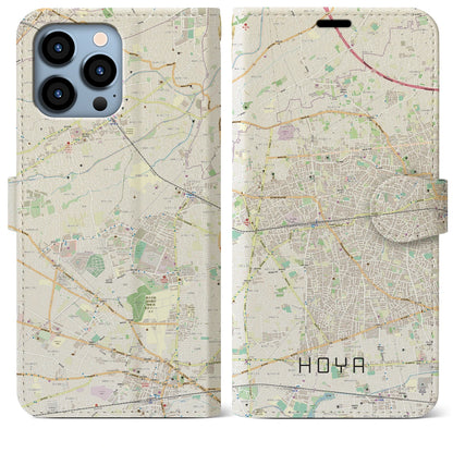 【保谷】地図柄iPhoneケース（手帳両面タイプ・ナチュラル）iPhone 13 Pro Max 用