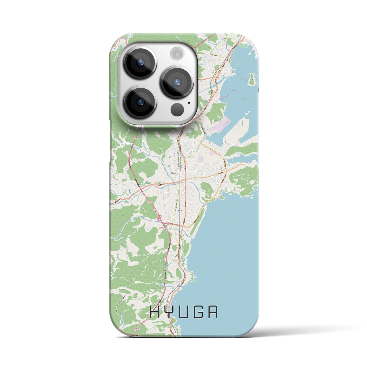 【日向】地図柄iPhoneケース（バックカバータイプ・ナチュラル）iPhone 14 Pro 用