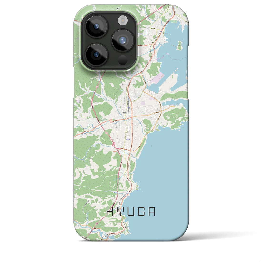 【日向】地図柄iPhoneケース（バックカバータイプ・ナチュラル）iPhone 15 Pro Max 用