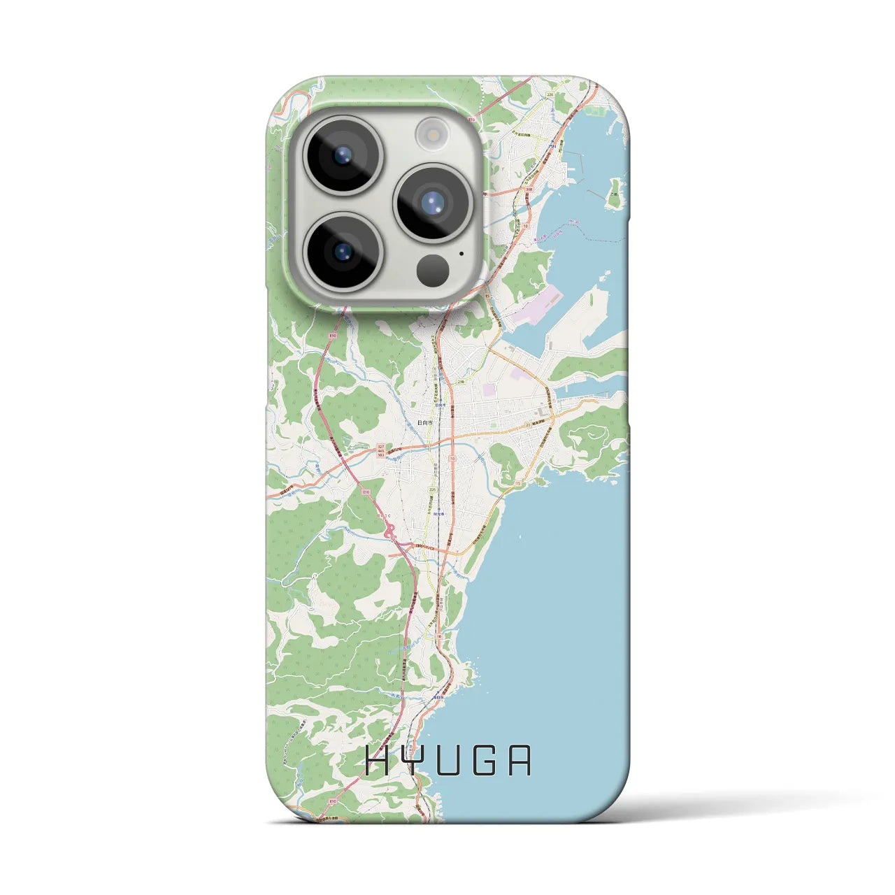 【日向】地図柄iPhoneケース（バックカバータイプ・ナチュラル）iPhone 15 Pro 用